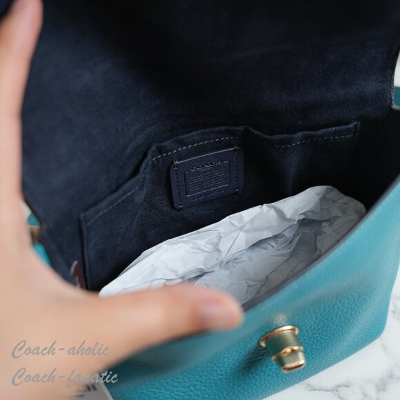 NWT Coach C2815 Karlee Crossbody Bag Pebble Leather in Teal - Picture 9 of 9